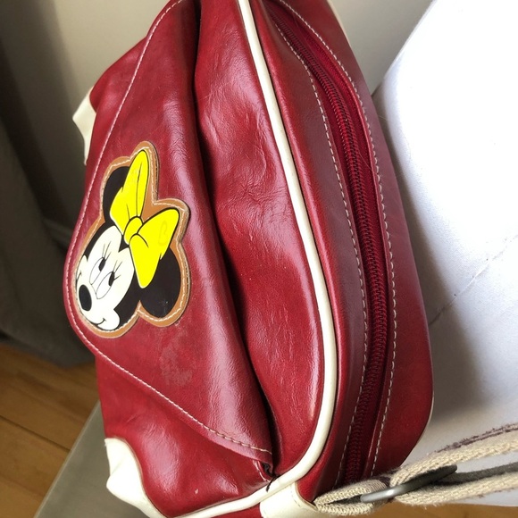 Vintage Disney Minnie Mouse 80s Red Faux Leather Crossbody Bag - Picture 4 of 15